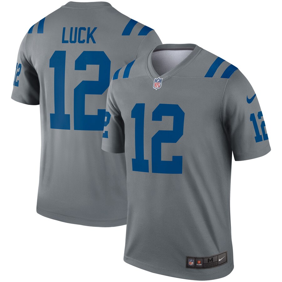 Men Indianapolis Colts 12 Luck grey Limited Nike NFL Jerseys
